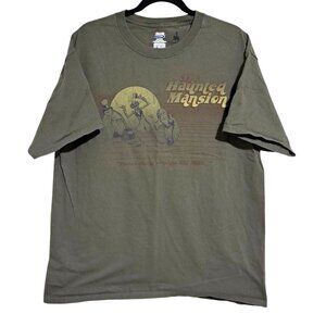 Disney Parks Haunted Mansion T-Shirt Olive Green Hanes Beefy-T XL 100% Cotton Gr